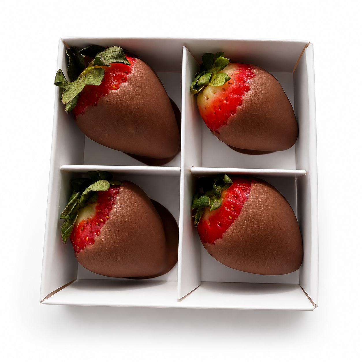 4 Milk Chocolate dipped Strawberries, gift boxed