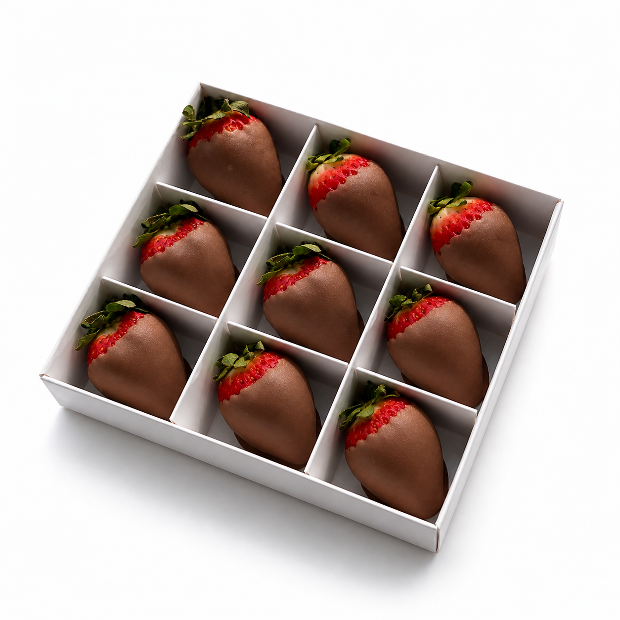 9 Milk Chocolate dipped strawberries, gift boxed