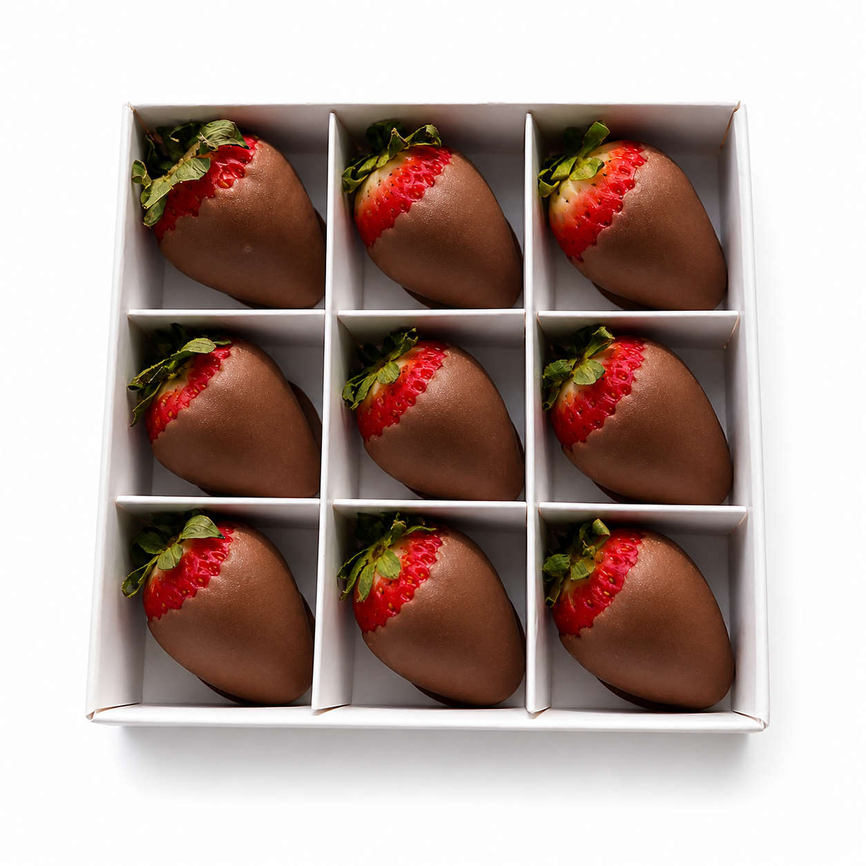 9 Milk Chocolate dipped strawberries, gift boxed