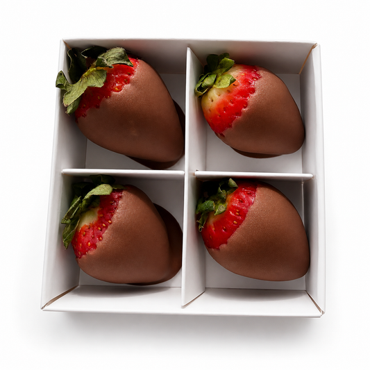 4 Milk Chocolate dipped Strawberries, gift boxed