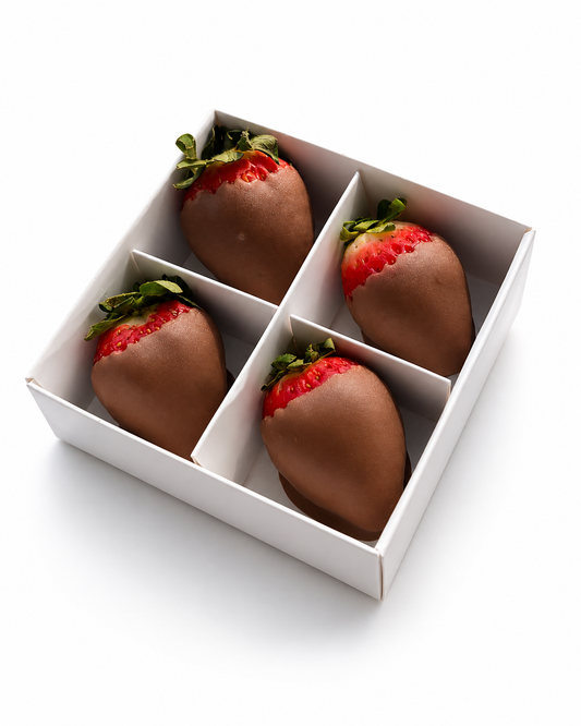 4 Milk Chocolate dipped Strawberries, gift boxed